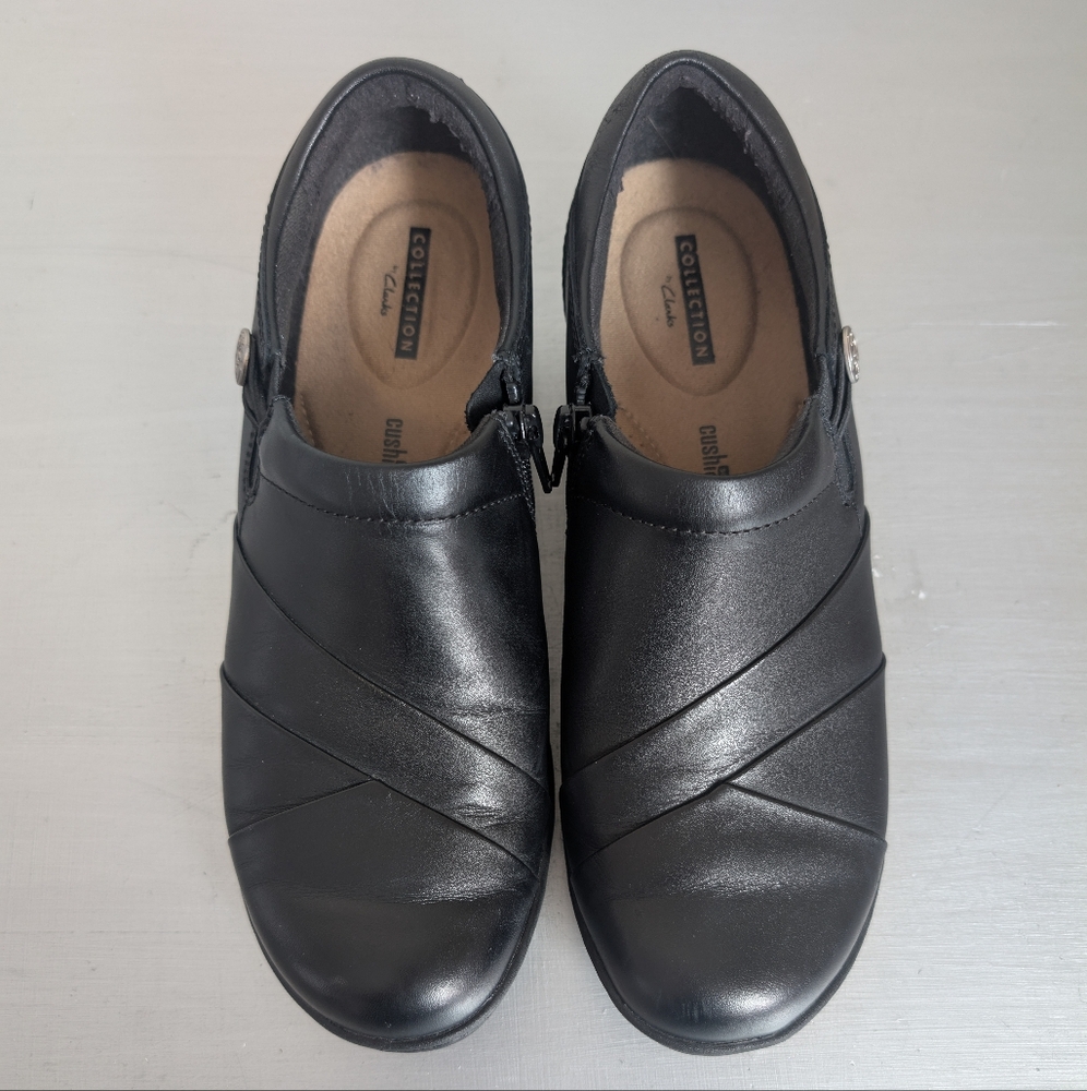 Clarks Womens Channing Ann Ortholite® footbed Leather Loafer Bootie SZ 8.5 M